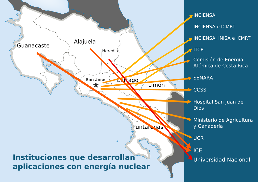Regiones del país donde está presente el uso pacífico de la energía nuclear
